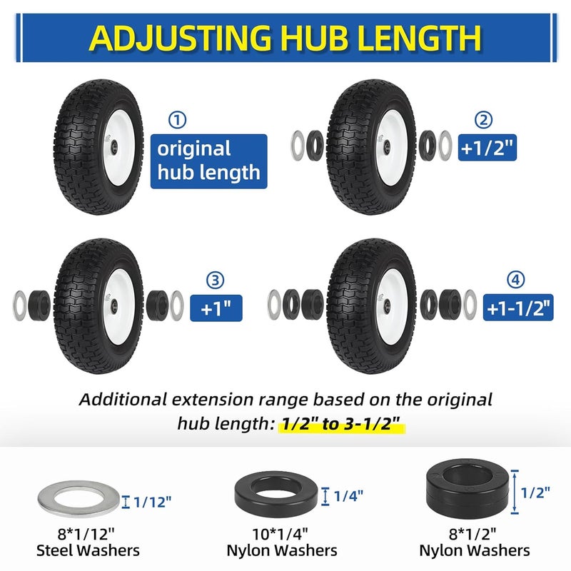 GICOOL Bearing Bore Hole and Hub Length Adjustment Hardware Kit, with Flanged Bearing Sleeves, Nylon & Steel Washers - Image 4